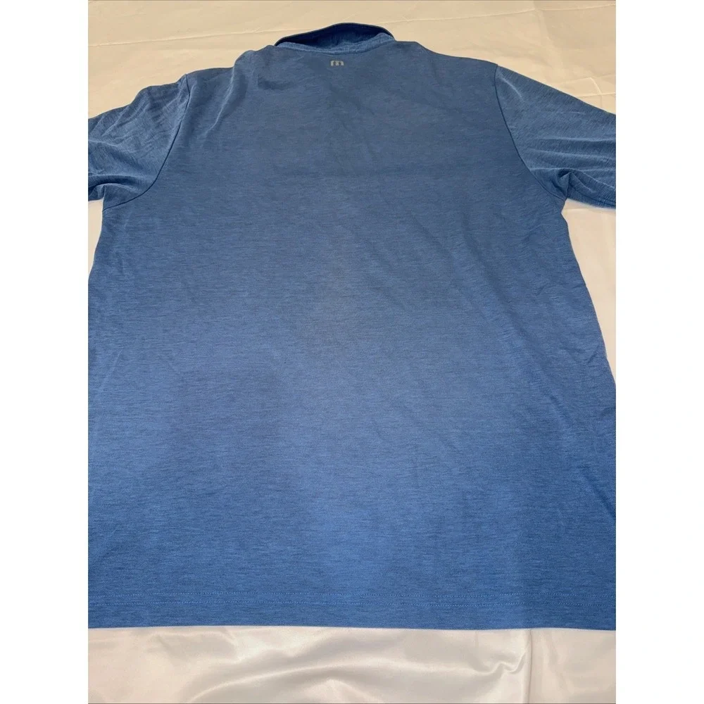 Travis Mathew Polo Shirt Men Sz Large Blue Anthem Country Golf Club Short Sleeve